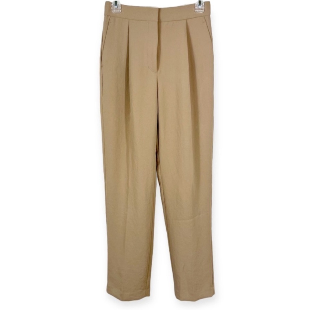 Wilfred Pleated Crepe High Waist Trouser Pant Camel